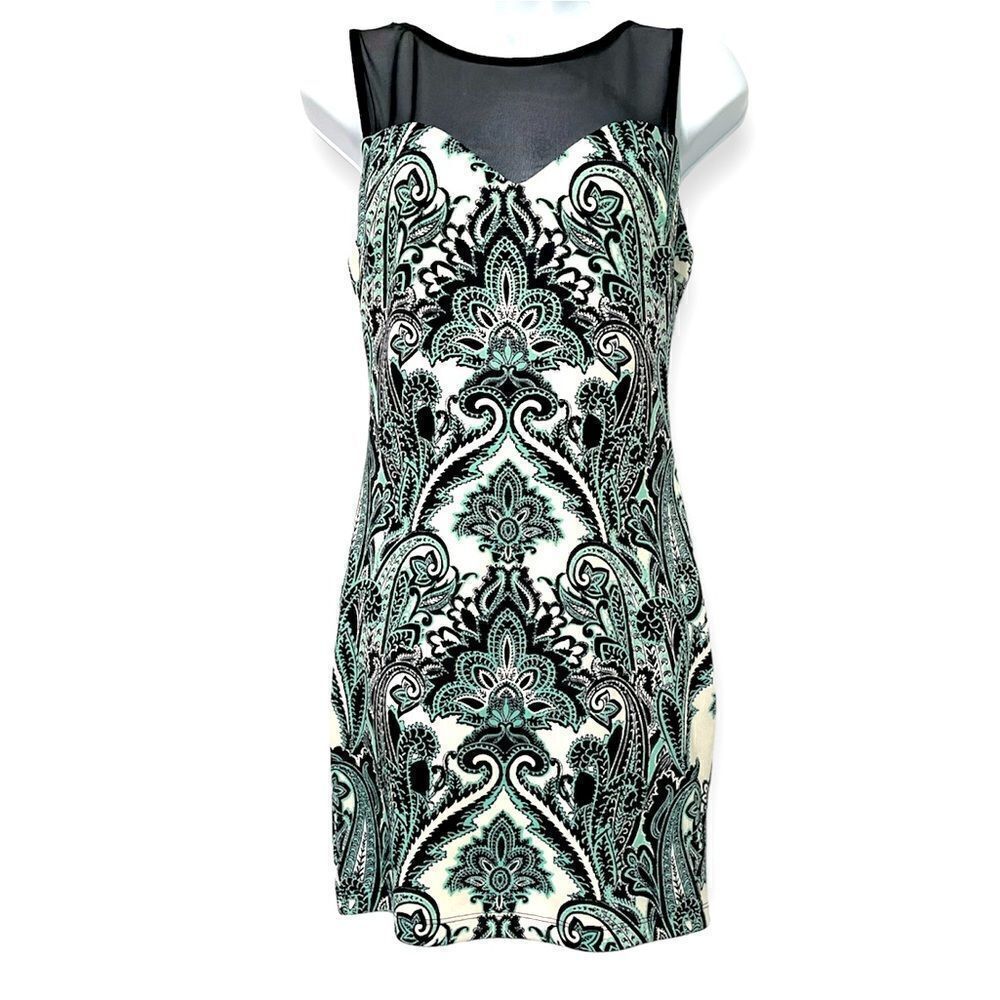 ‎B Darlin Paisley Print Mesh Top Sleeveless Mini Dress Size 5/6